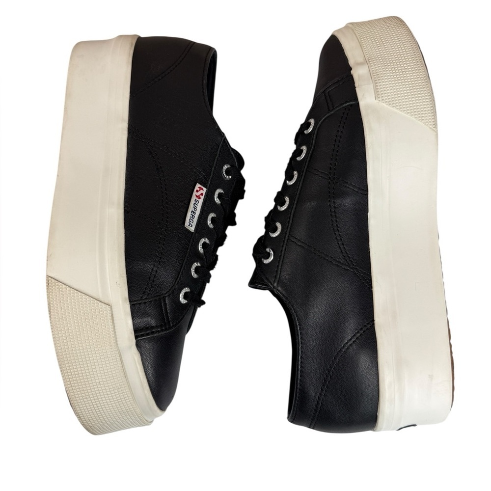 Superga 2790 Nappa Leather Platform Sneakers Black EU 41 US 9.5